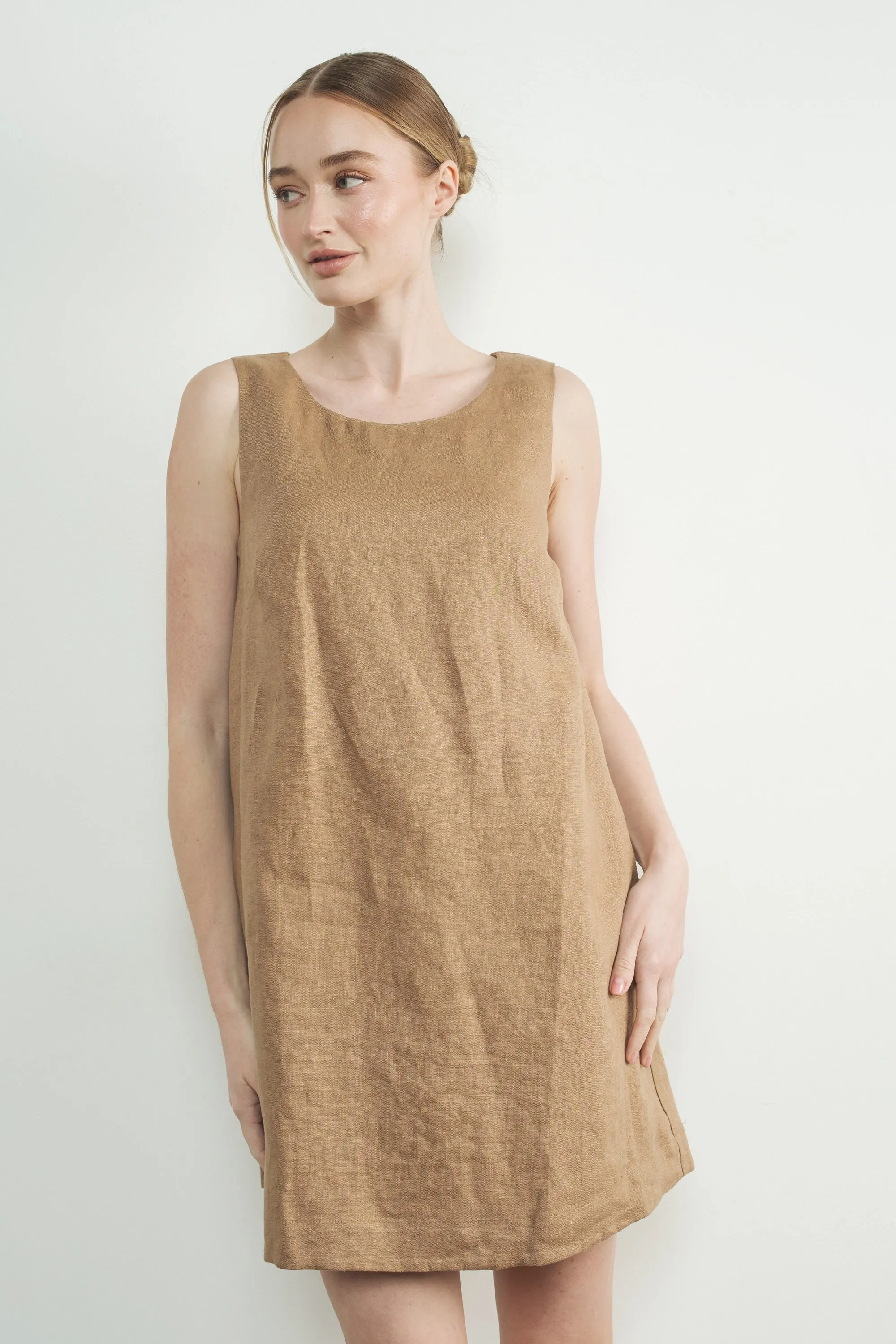 100% Linen Sleeveless Shift Dress