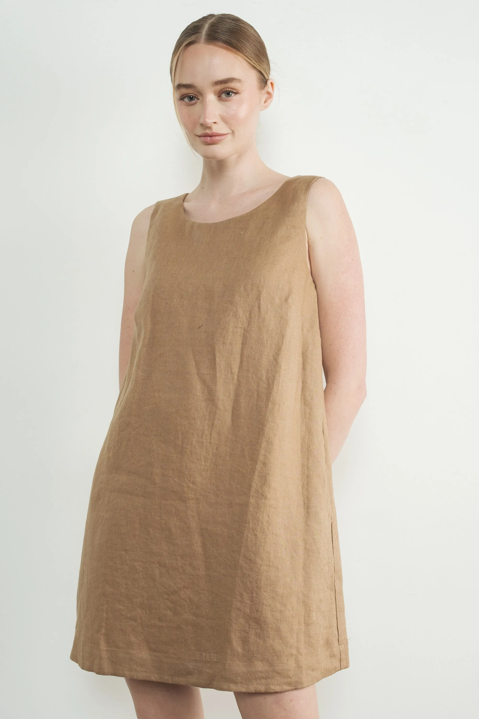 100% Linen Sleeveless Shift Dress