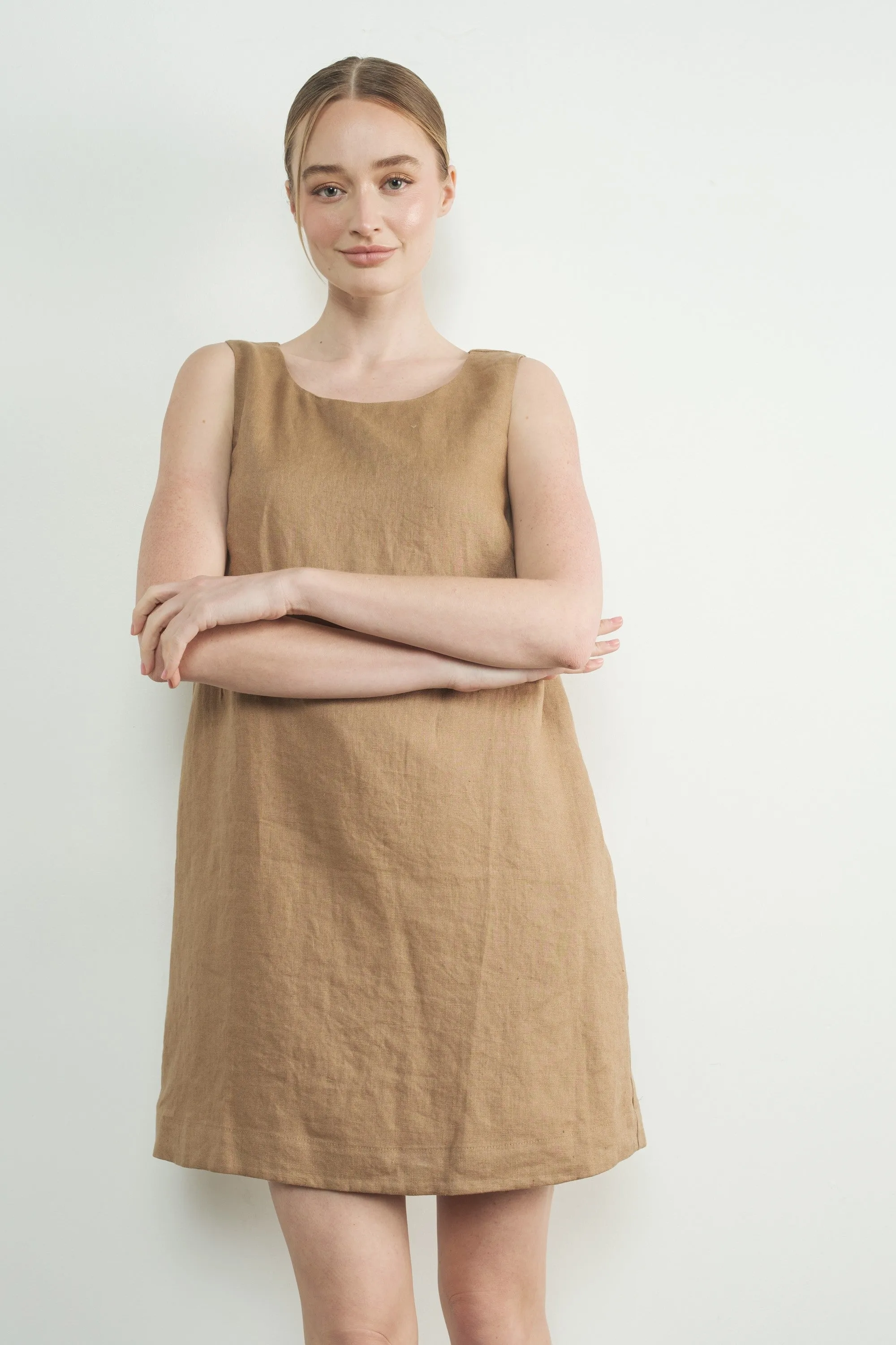 100% Linen Sleeveless Shift Dress