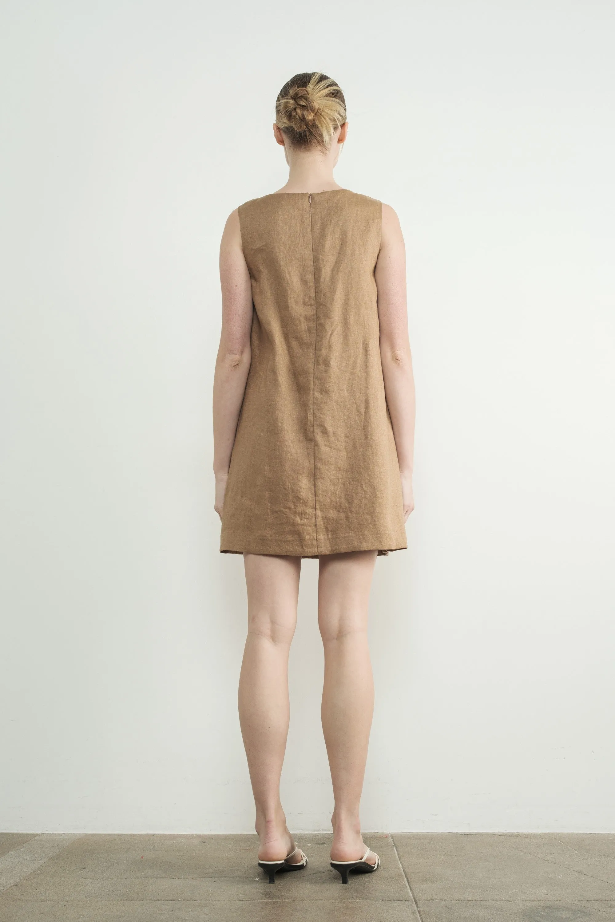 100% Linen Sleeveless Shift Dress
