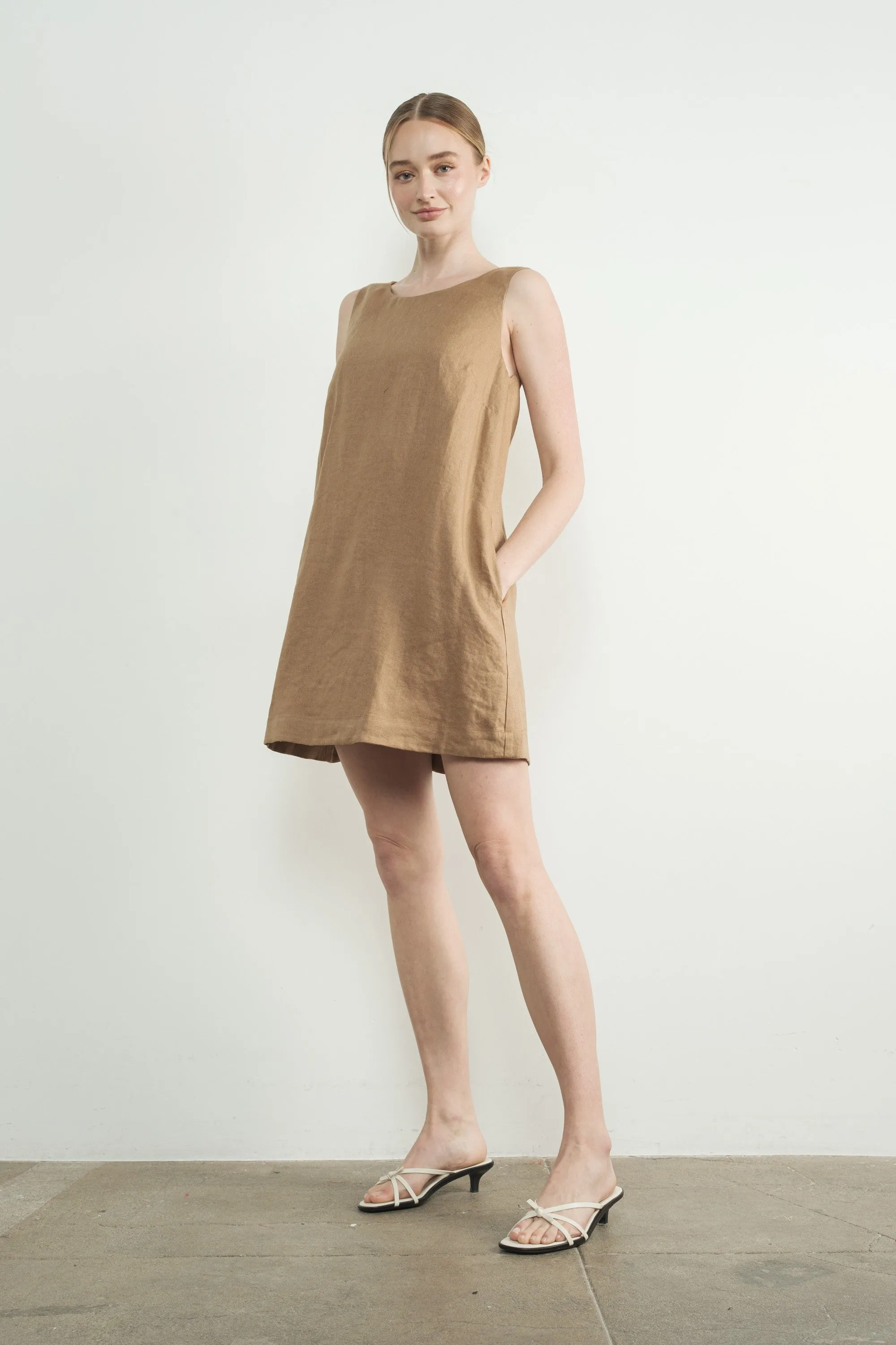 100% Linen Sleeveless Shift Dress