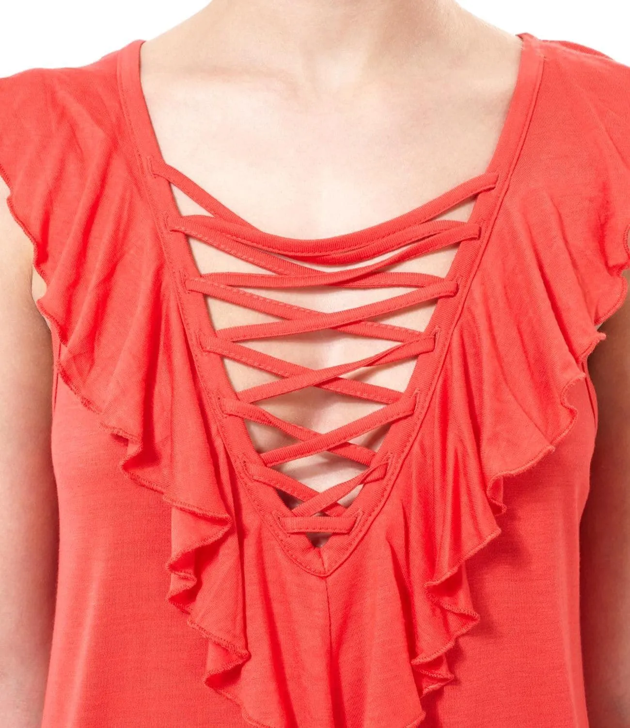 2 Pack Women Sleeveless V-Neck Lace Tank Top - XS/S