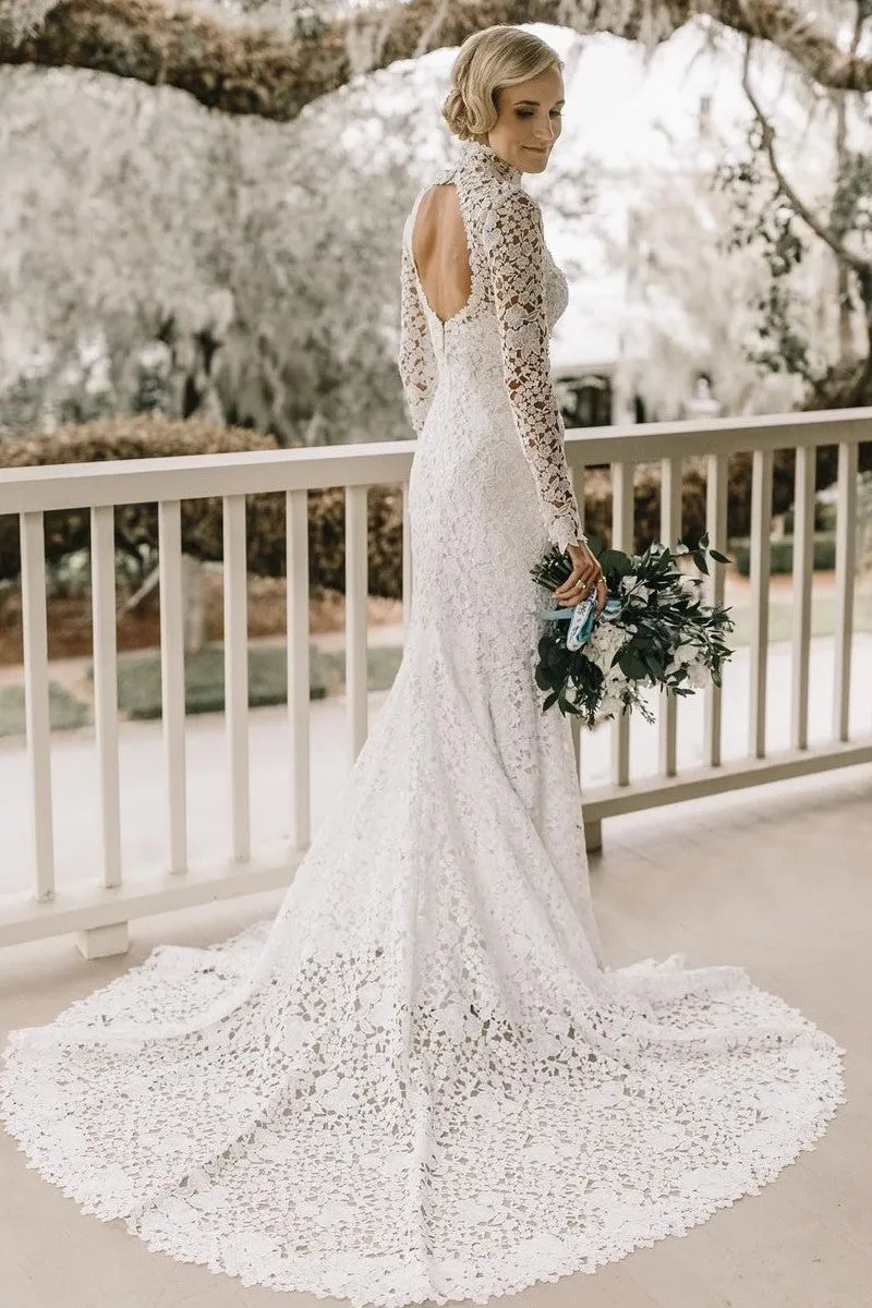 2021 Vintage Lace Wedding Gown Long Sleeves