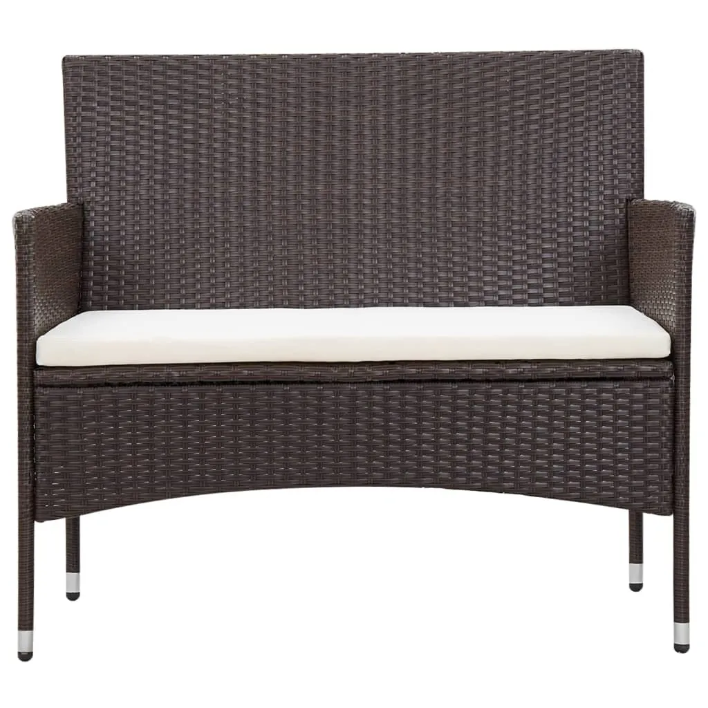 5 Piece Garden Lounge Set With Cushions Poly Rattan Brown