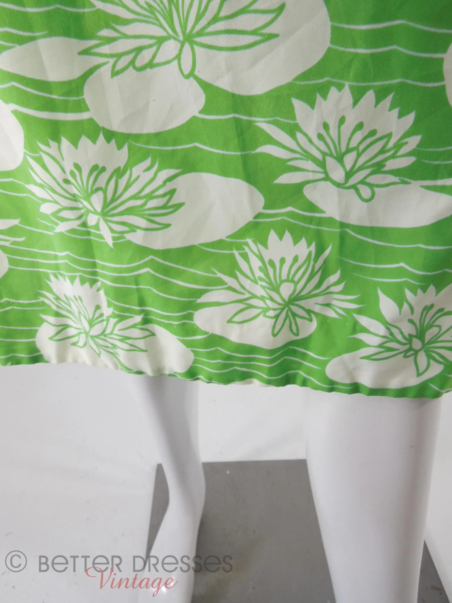 60s/70s Green & White Lily Pad Shift Dress