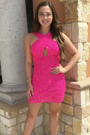 A-line Sheath Backless Sequins Homecoming Dresses