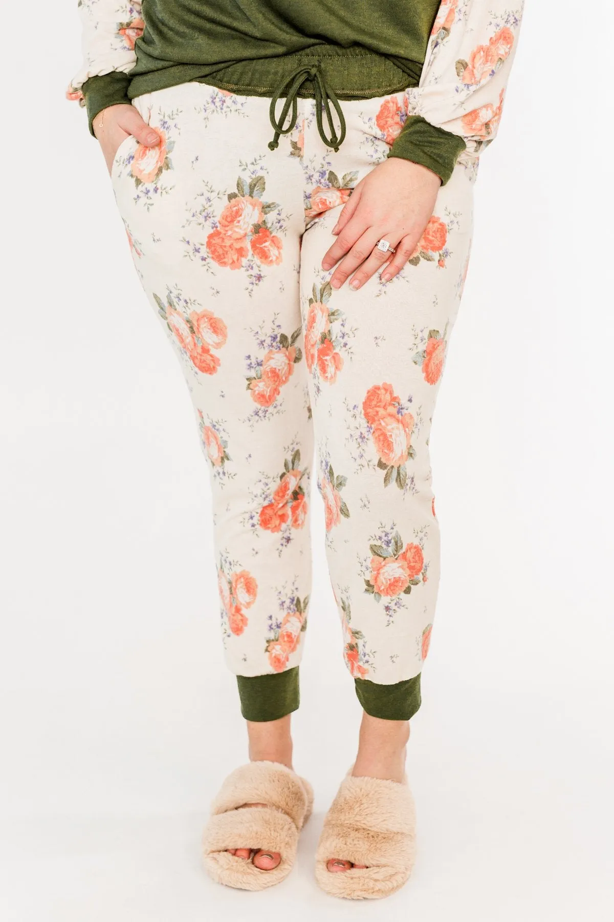 A Little Bit Of Floral Lounge Joggers- Olive & Floral