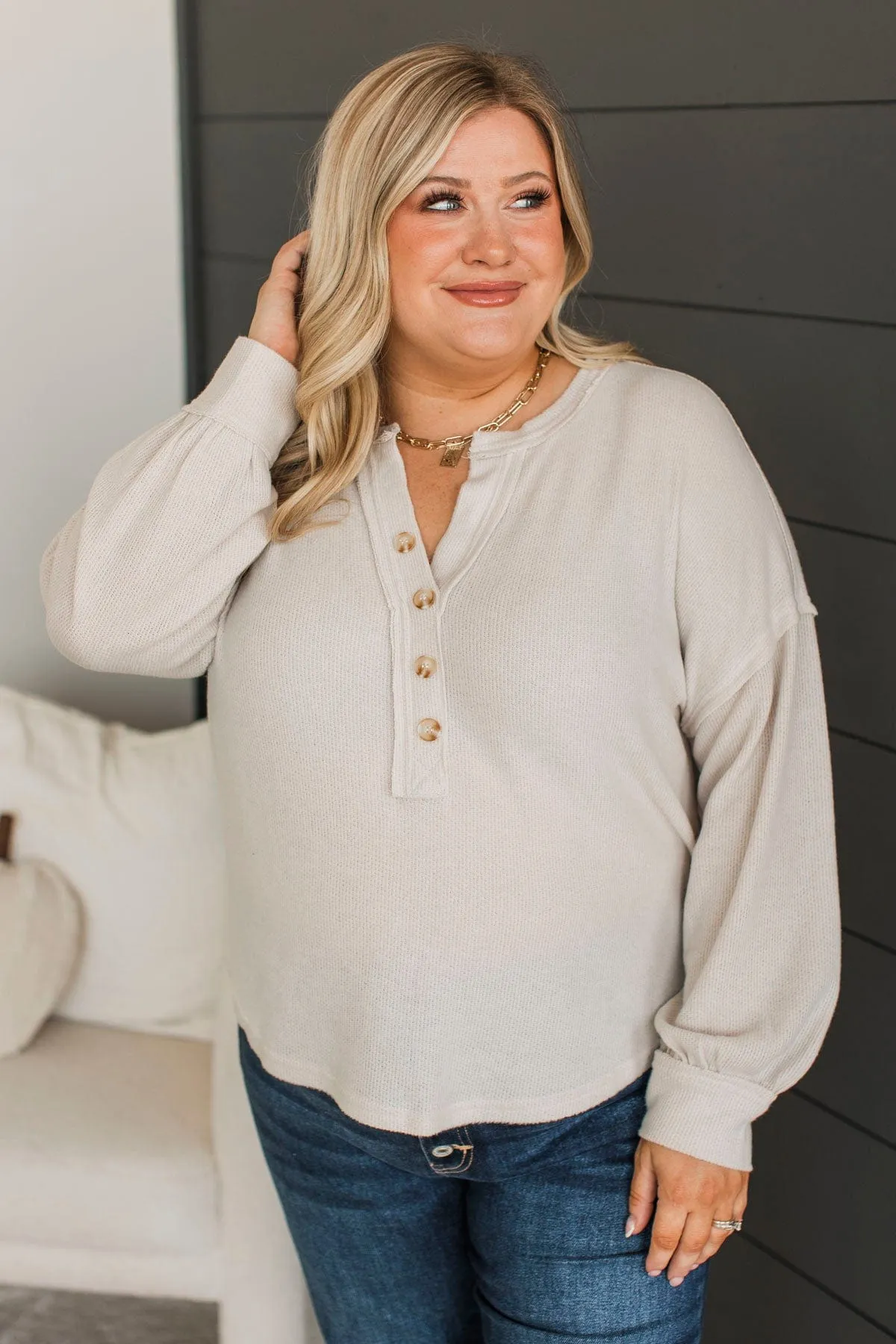 All The Buzz Knit Dolman Top- Oatmeal