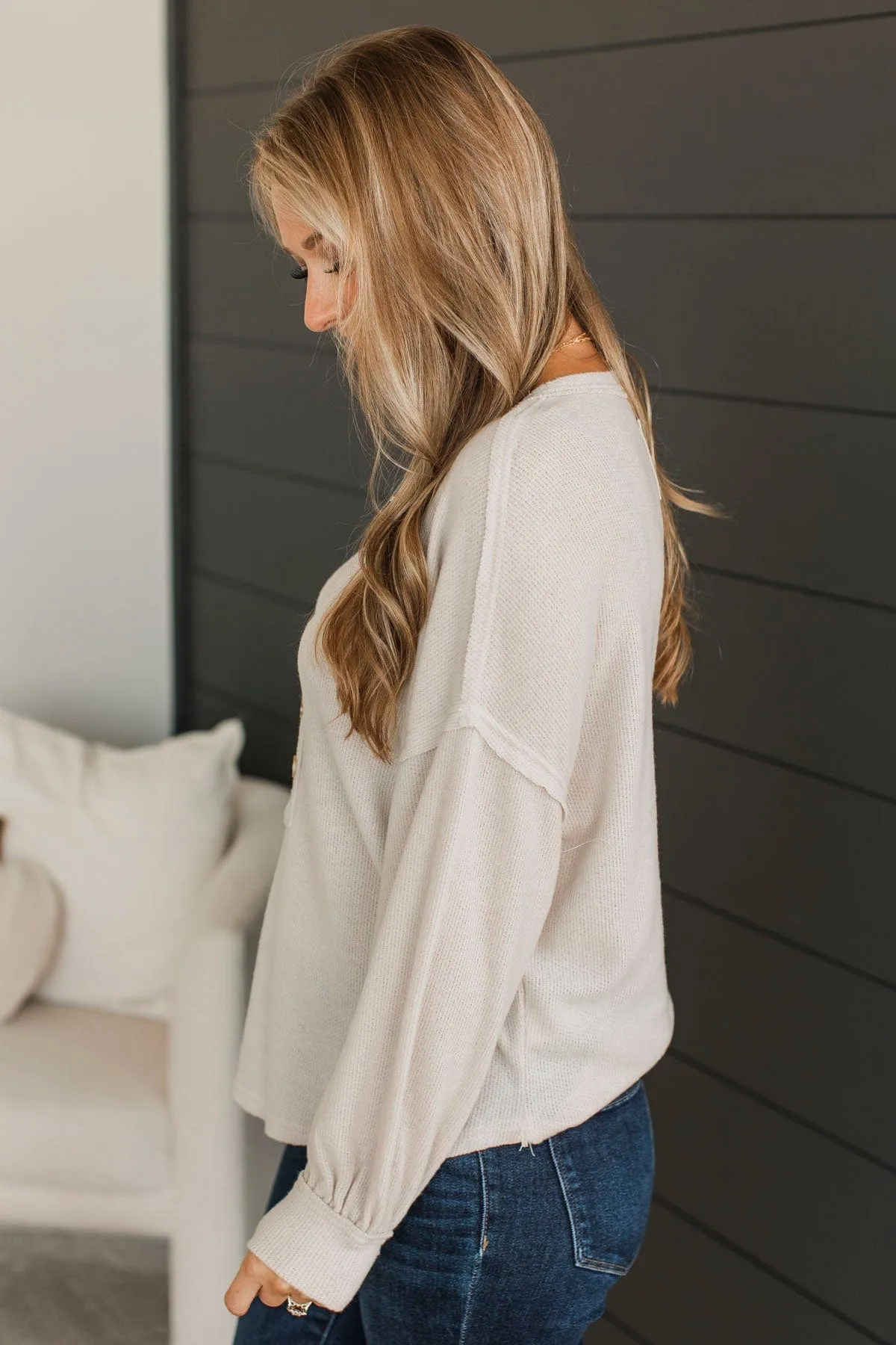 All The Buzz Knit Dolman Top- Oatmeal