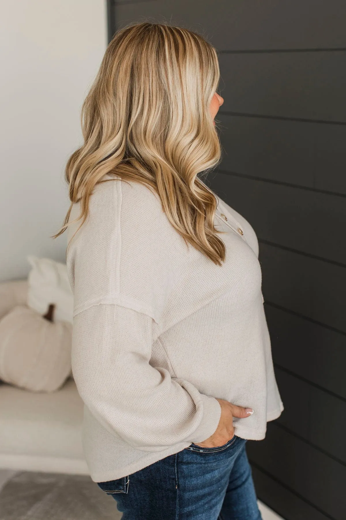 All The Buzz Knit Dolman Top- Oatmeal