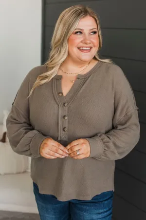 All The Buzz Knit Dolman Top- Taupe