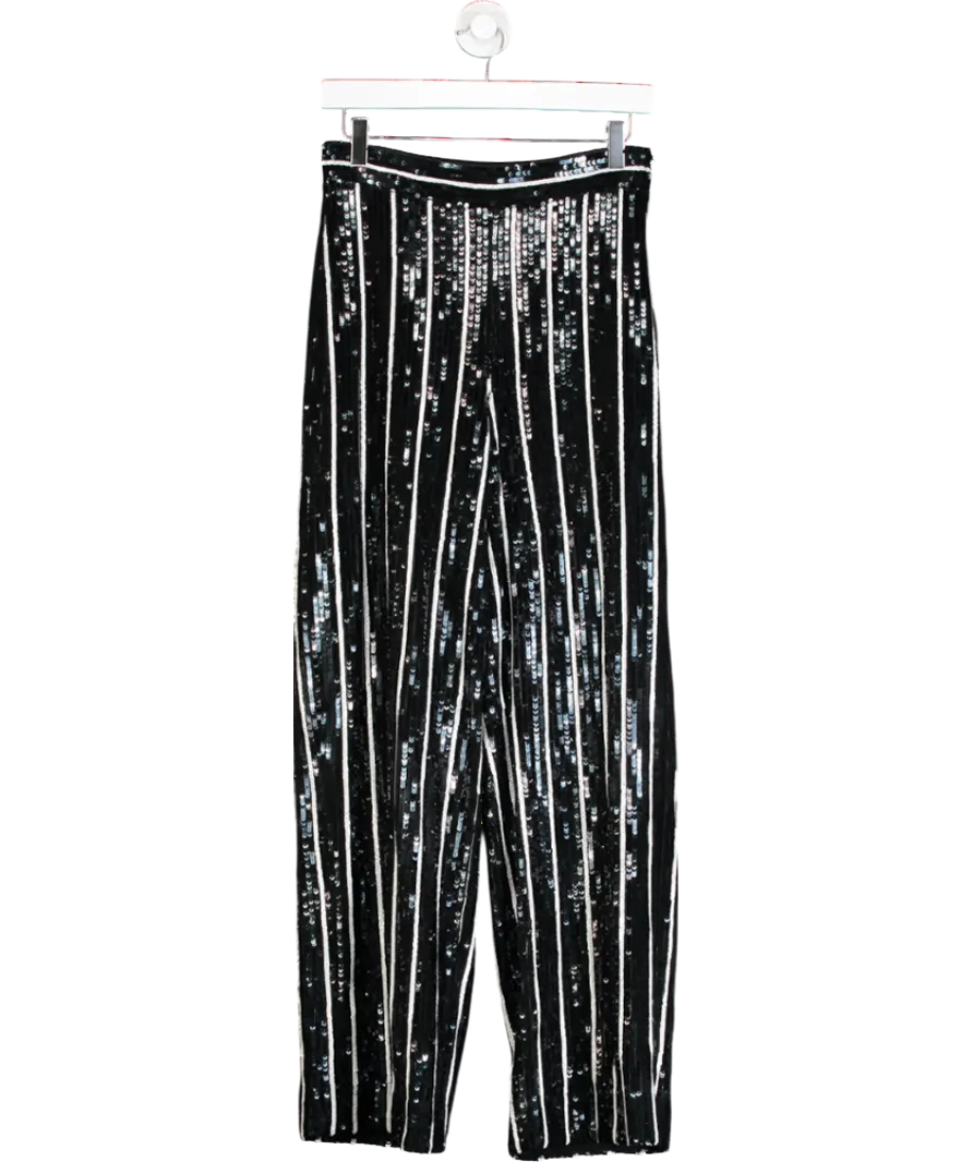 & Other Stories Black Striped Sequin Lounge Trousers UK XS