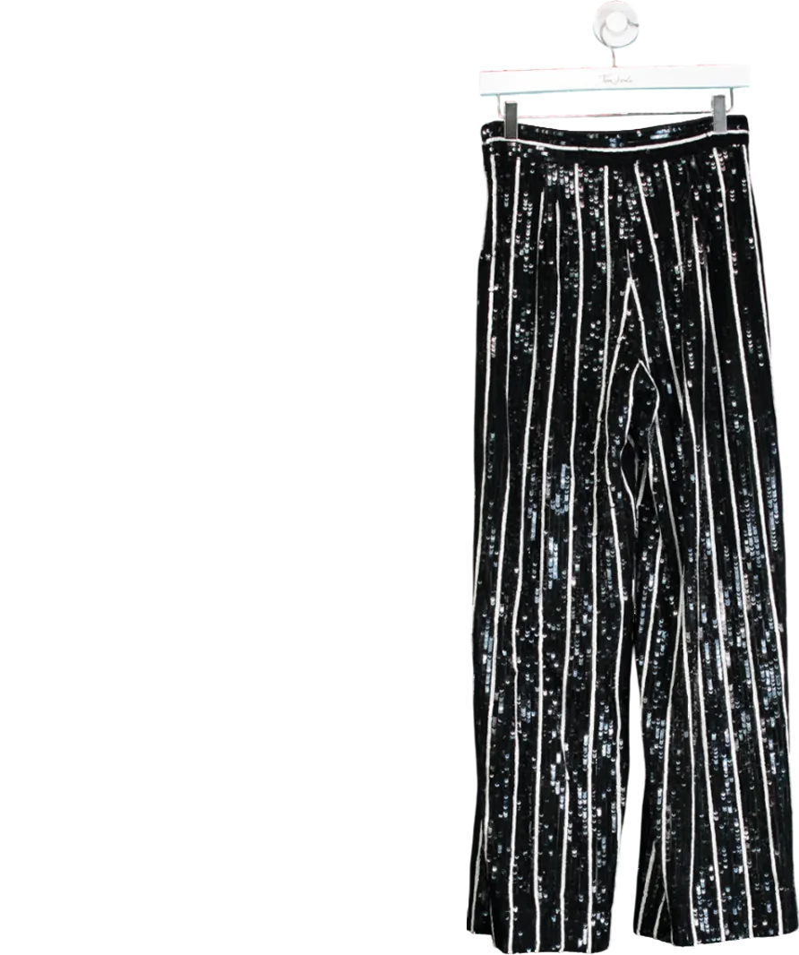 & Other Stories Black Striped Sequin Lounge Trousers UK XS