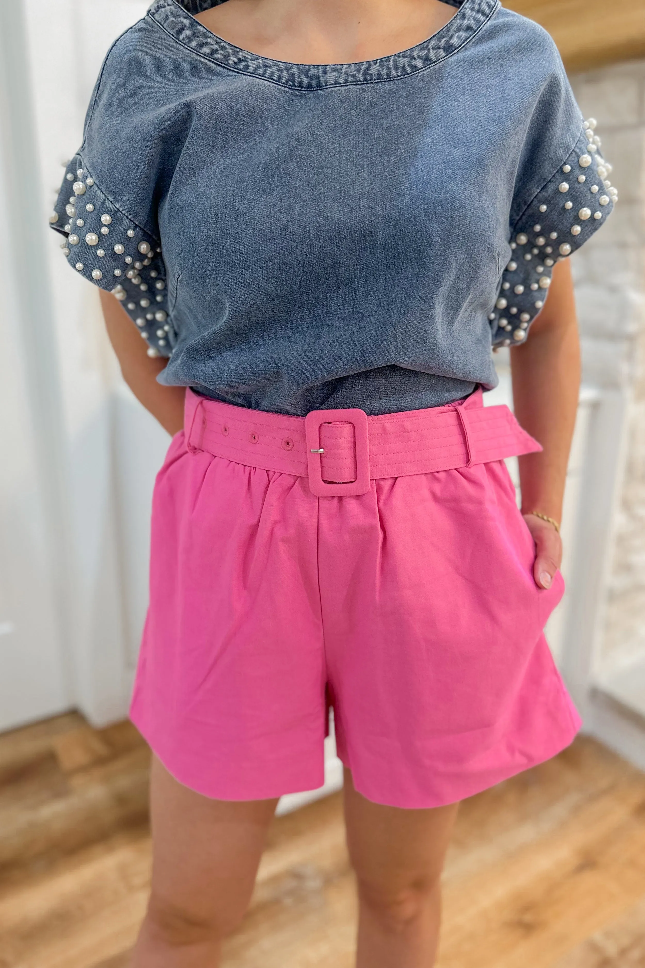 Anna Pull On Belted Shorts with Pockets *FINAL SALE*
