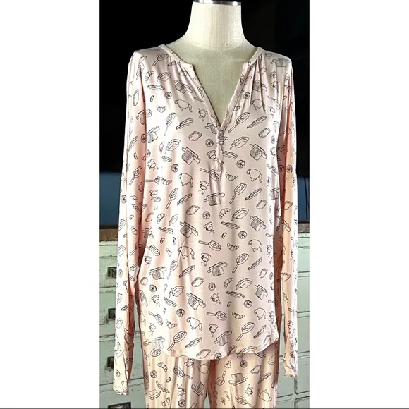 AQS Cooking Breakfast Light Pink Pajama Set PJS XXL