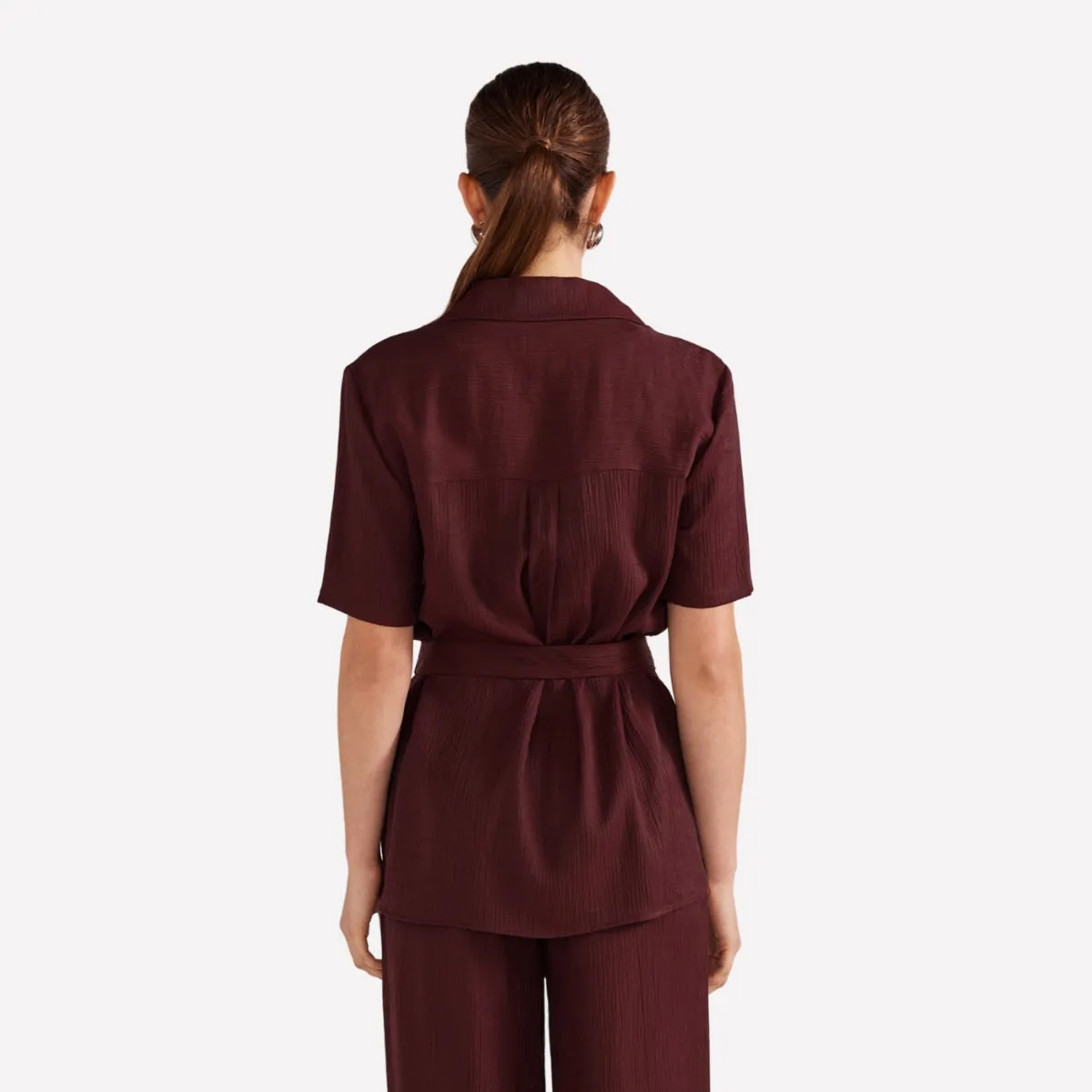 Astor Belted Shirt (Wine)