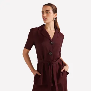 Astor Belted Shirt (Wine)