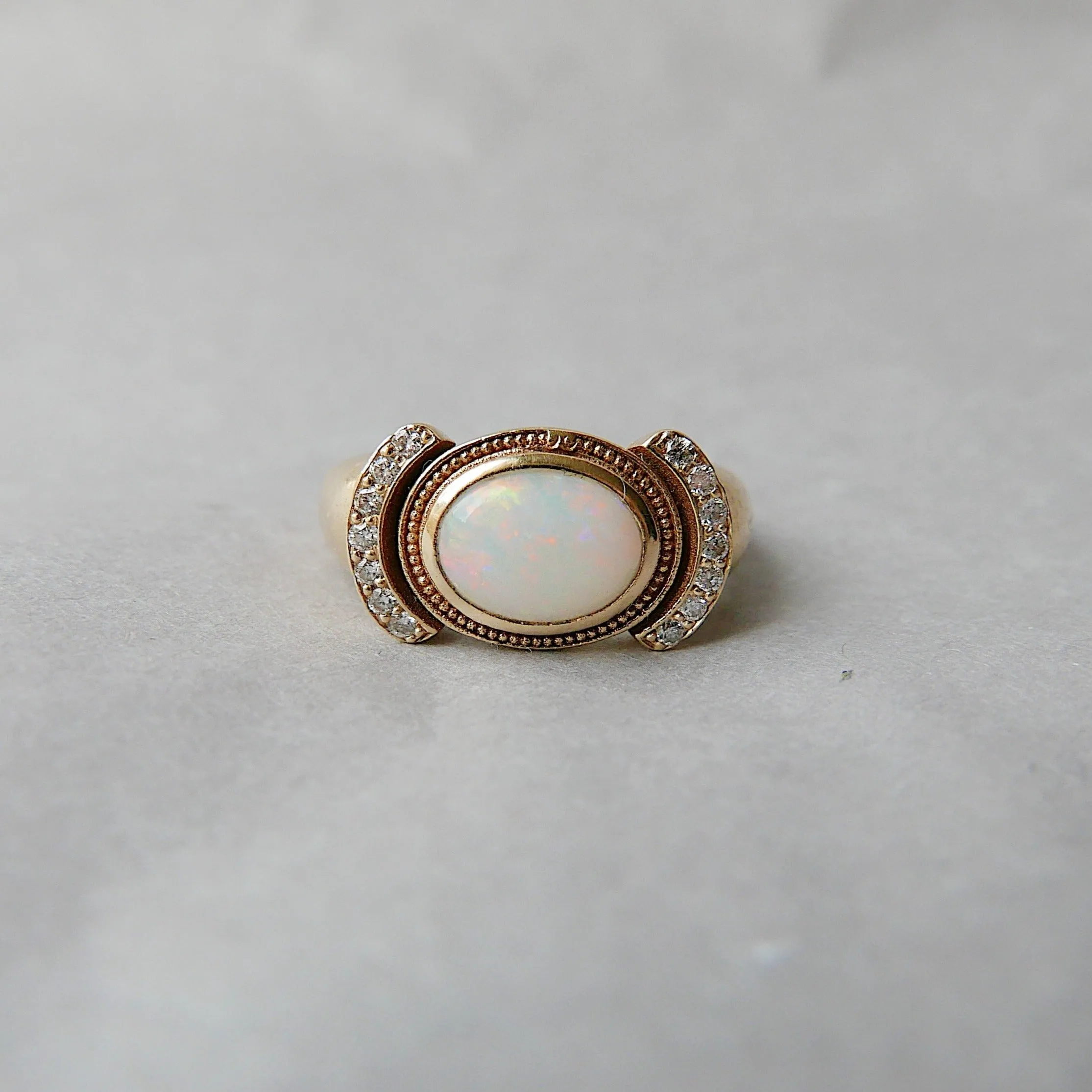 Aurora Opal & Diamond Ring