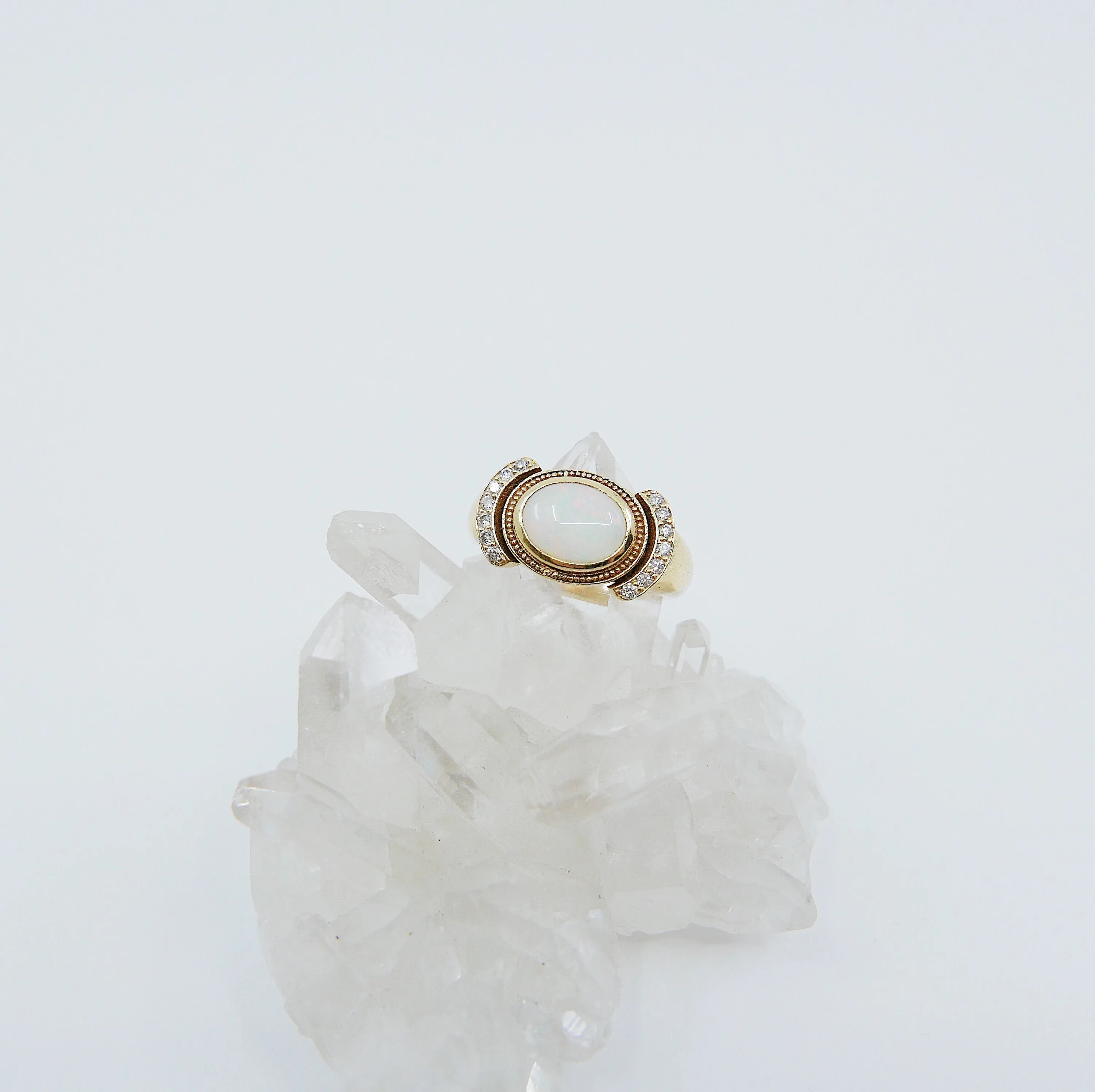 Aurora Opal & Diamond Ring