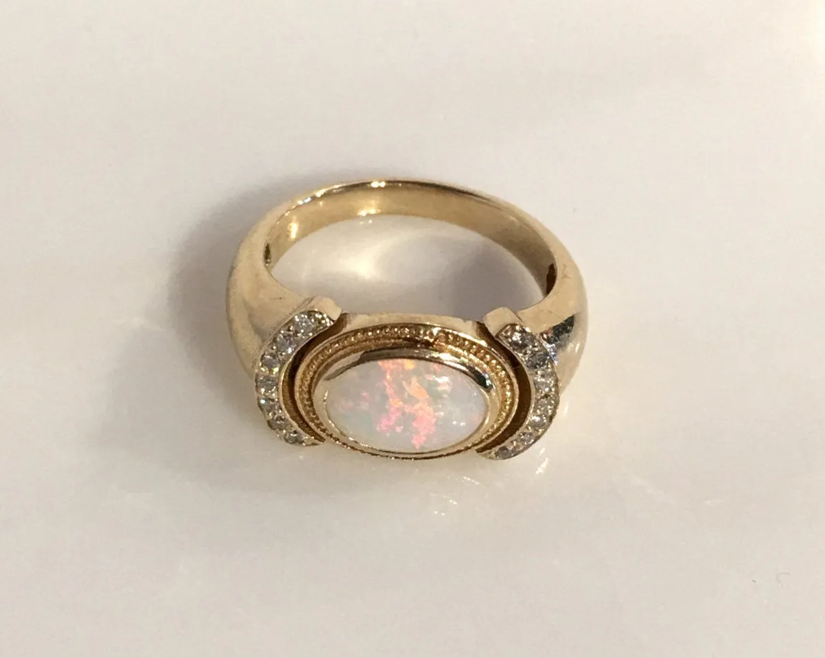 Aurora Opal & Diamond Ring