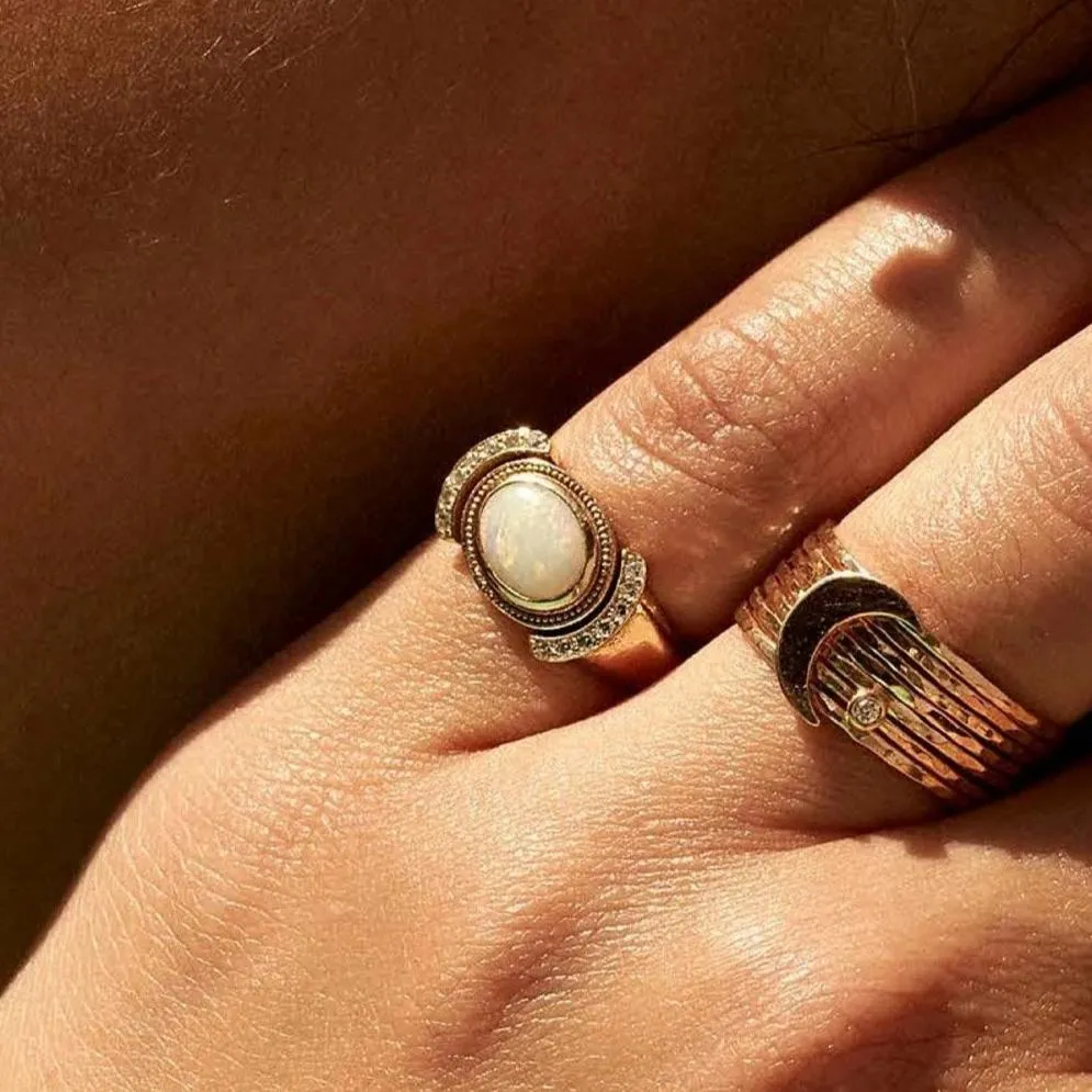 Aurora Opal & Diamond Ring