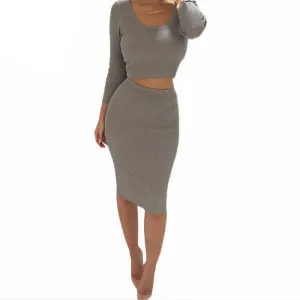 Autumn Winter 2 Piece Set Women Long sleeve party dresses bandage dress women dress