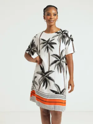 Back Detail Shift Dress - Black/White