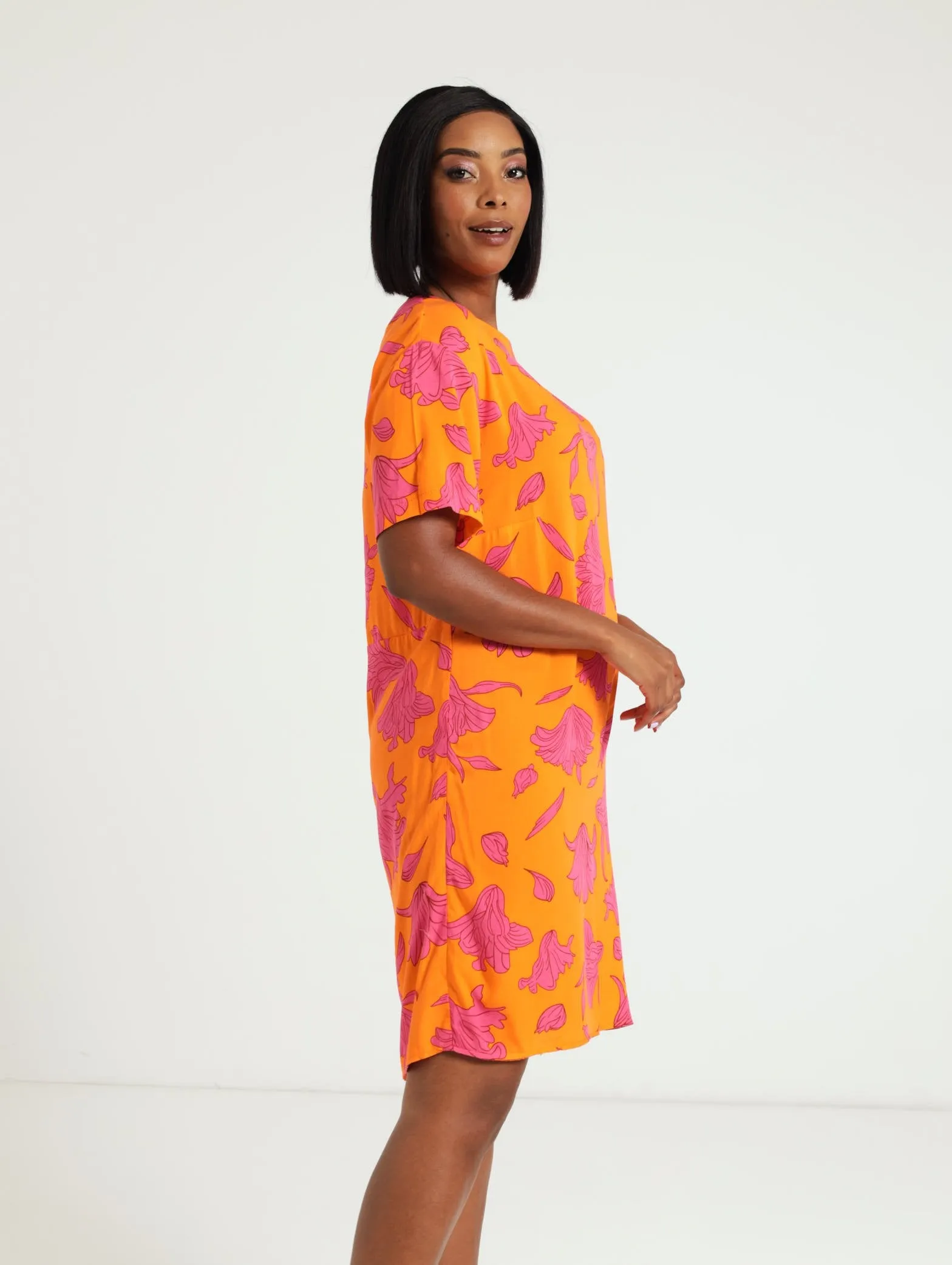 Back Detail Shift Dress - Pink