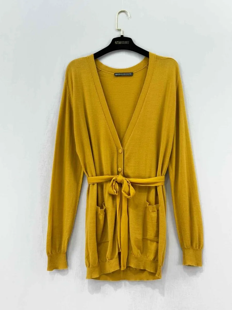 BALENCIAGA KNITS Long Yellow Cardigan US8
