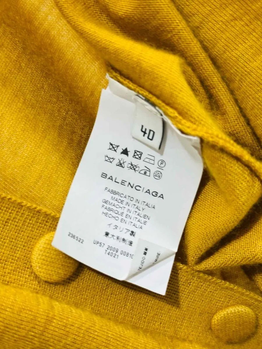 BALENCIAGA KNITS Long Yellow Cardigan US8