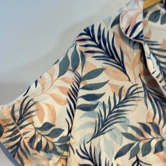 Bed head, two-piece button-down pyjama set pastel palm leaf pattern size XL