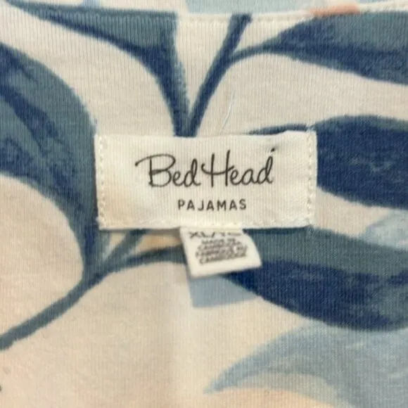 Bed head, two-piece button-down pyjama set pastel palm leaf pattern size XL