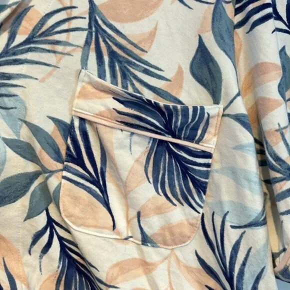 Bed head, two-piece button-down pyjama set pastel palm leaf pattern size XL
