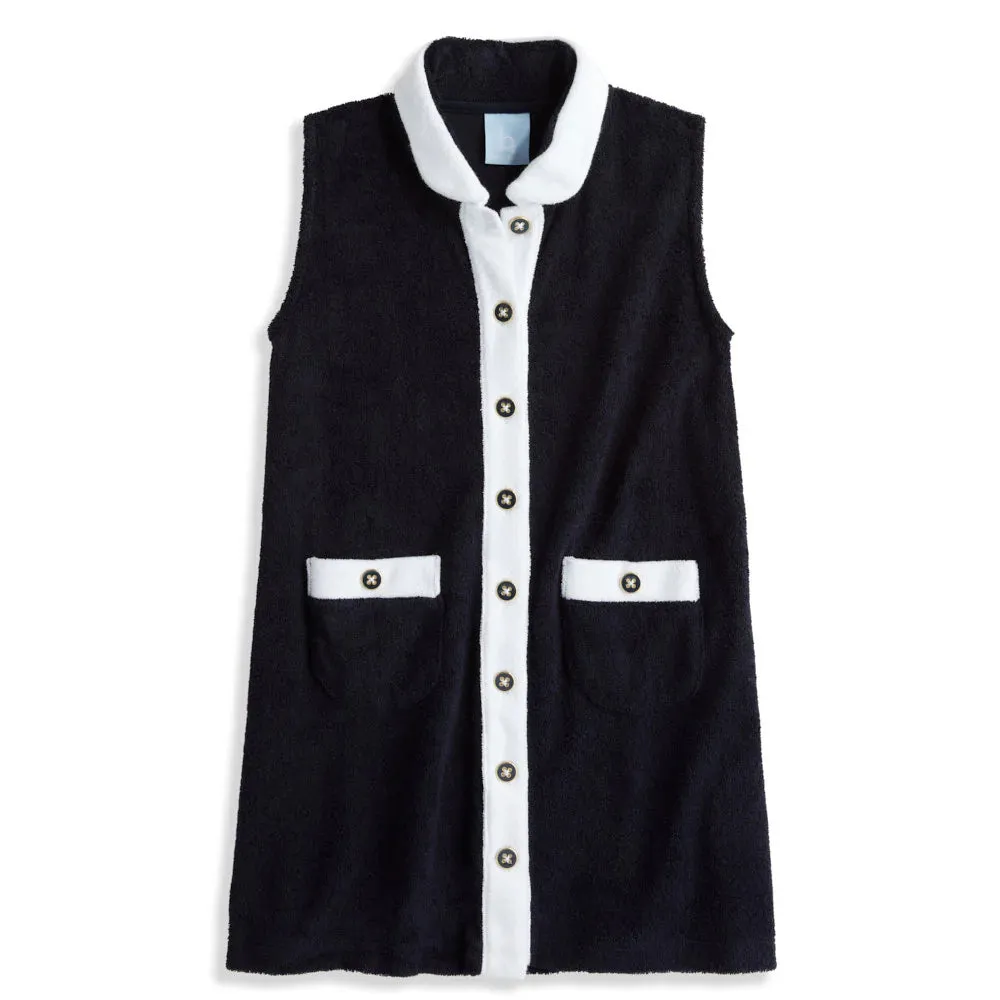 Bella Bliss: Terry Worth Shift Dress - Navy w/ White