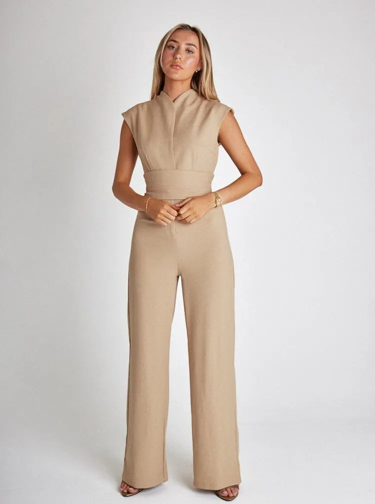Belted JLucie Jumpsuit with Wide Leg