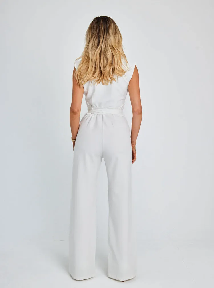 Belted JLucie Jumpsuit with Wide Leg