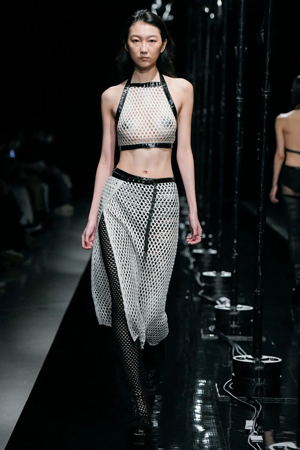 BELTED MESH TOP