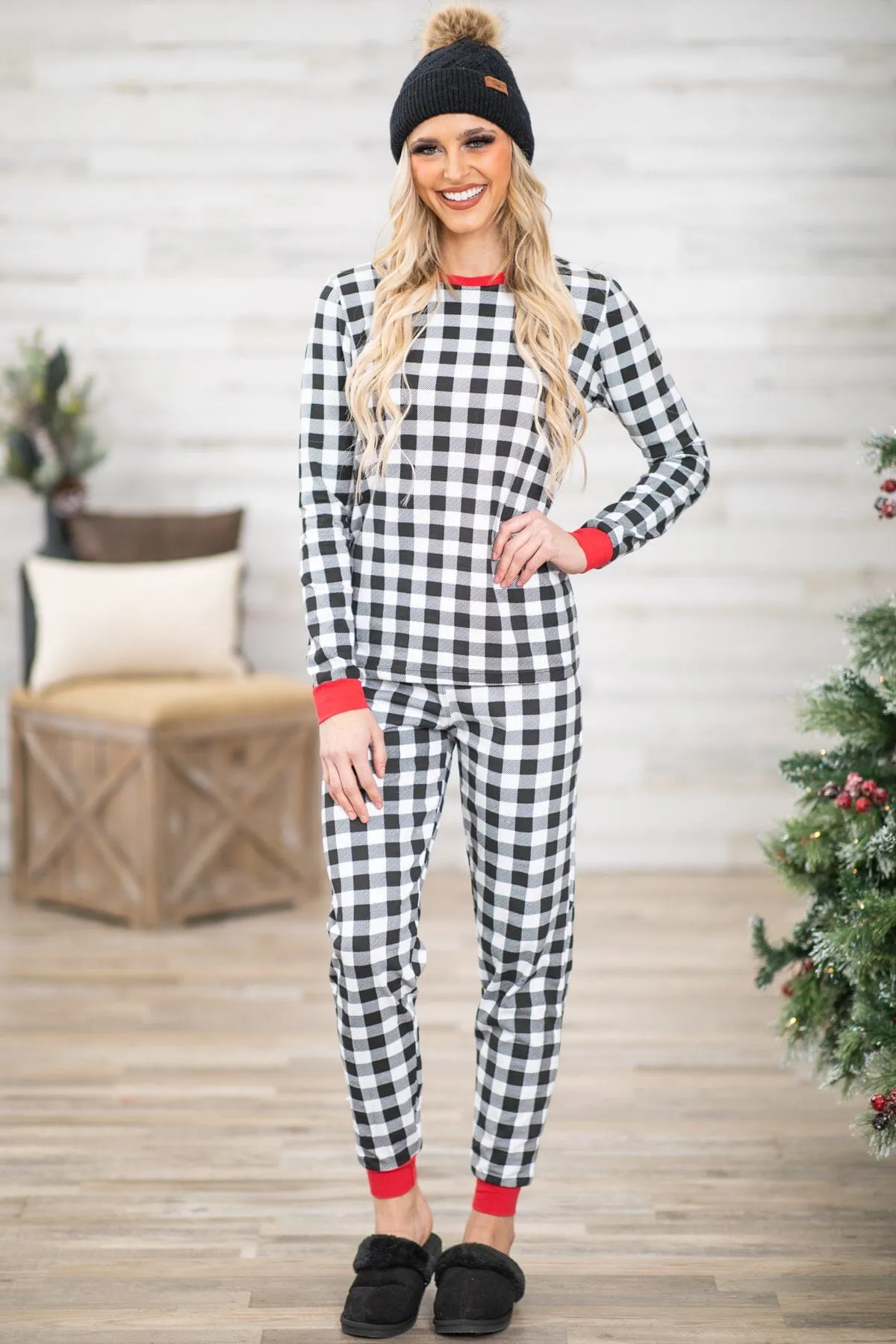Black and White Buffalo Plaid Lounge Set