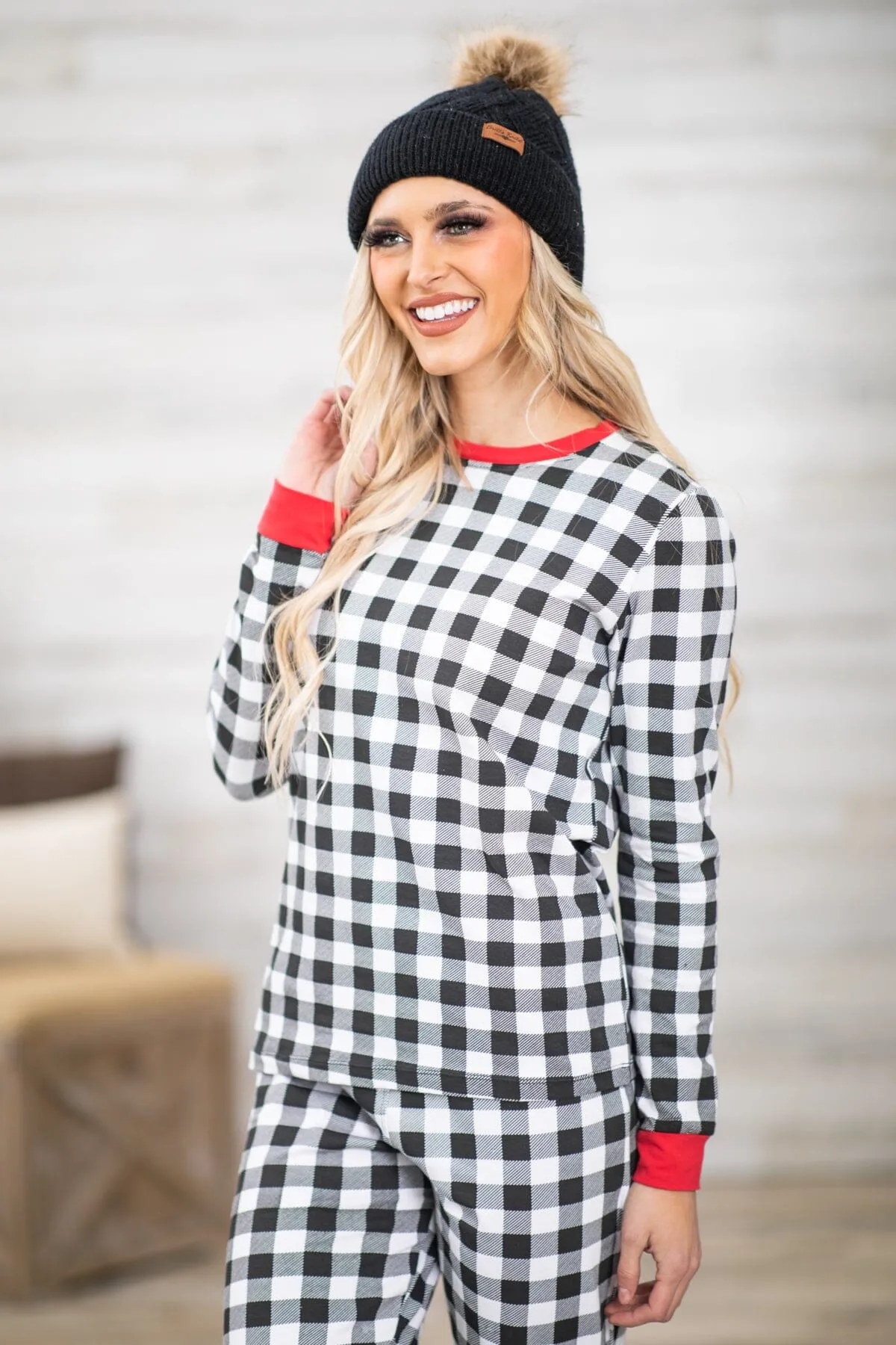 Black and White Buffalo Plaid Lounge Set