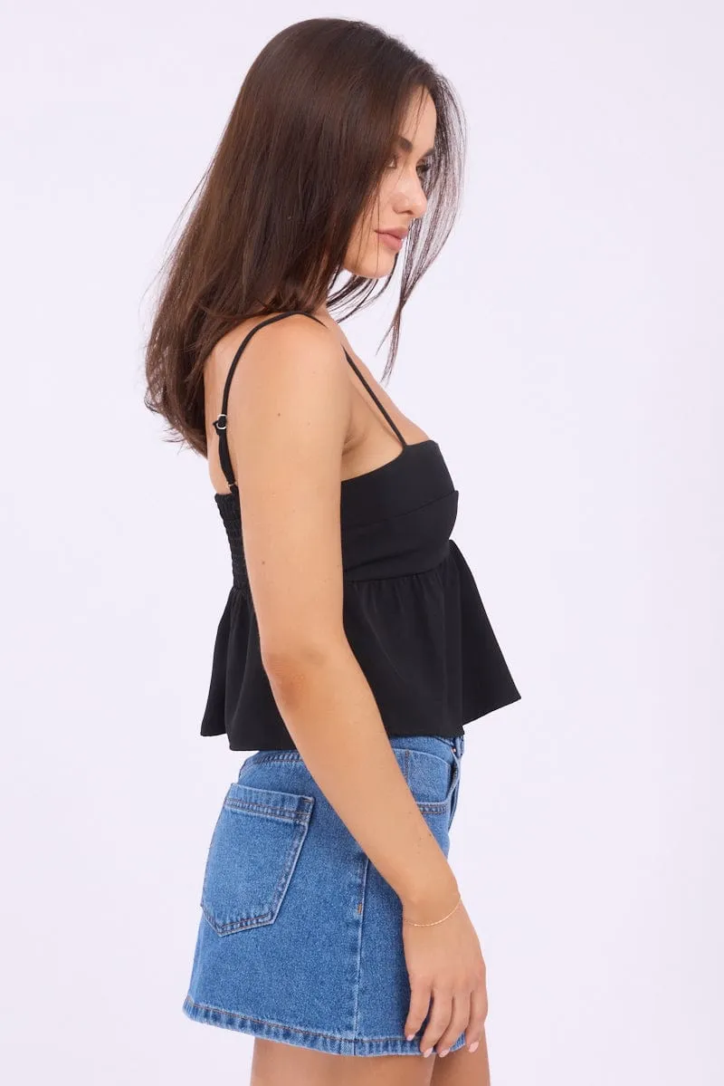 Black Peplum Cami Sleeveless Babydoll
