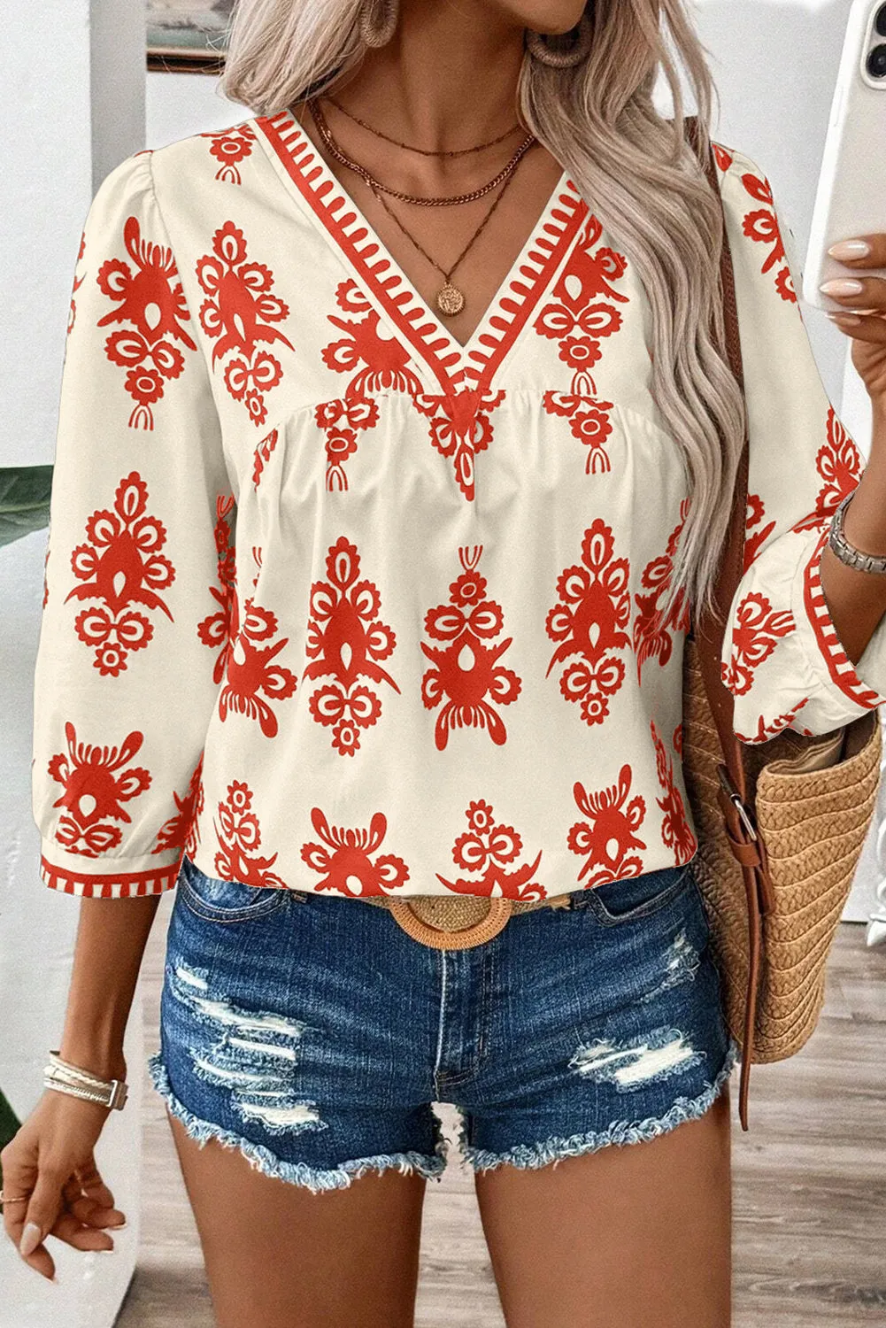 Black Plus Size Western Floral Print Fringed V Neck Dress