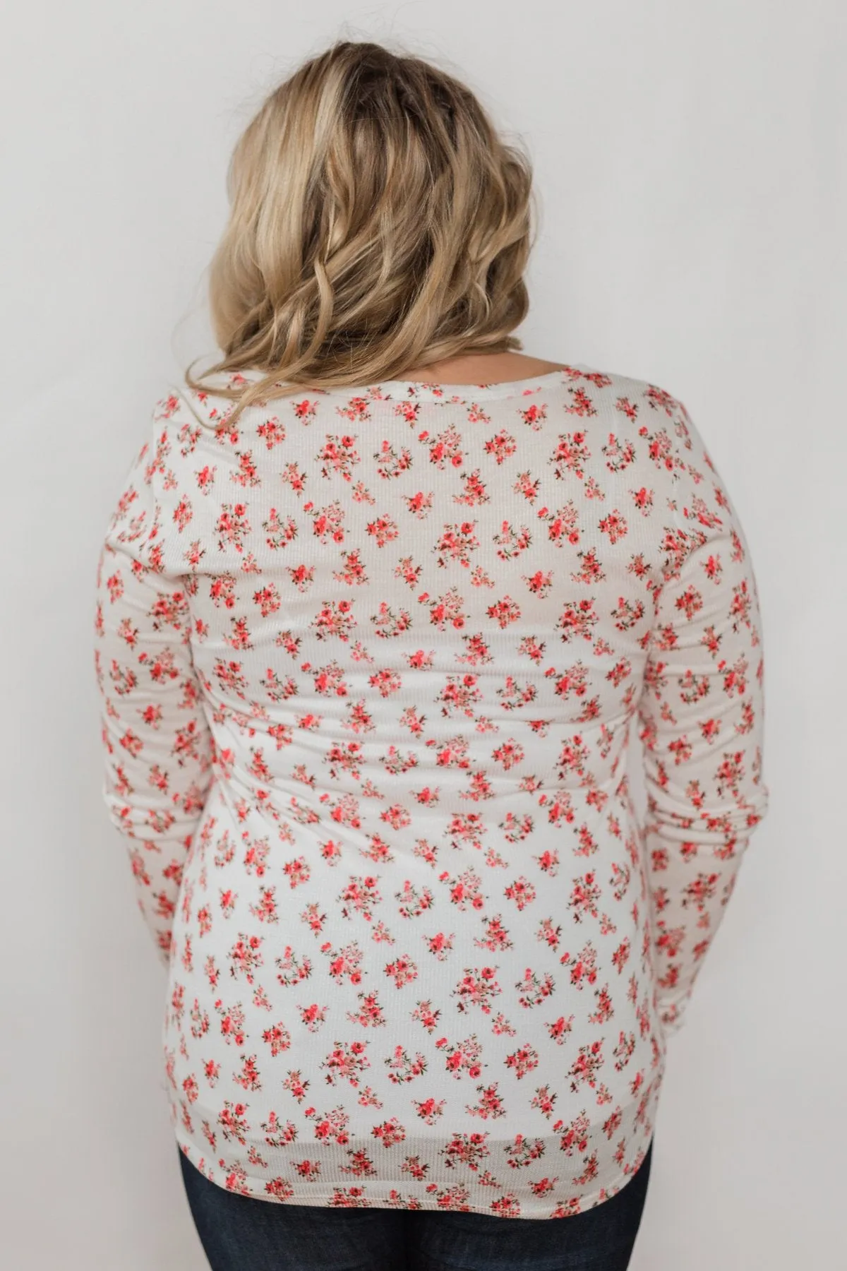 Blossoming Beauty 3-Button Henley Top - Ivory