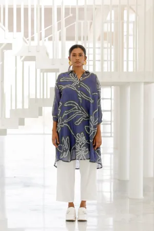 Blue Wildflower Bandhej Tunic Set