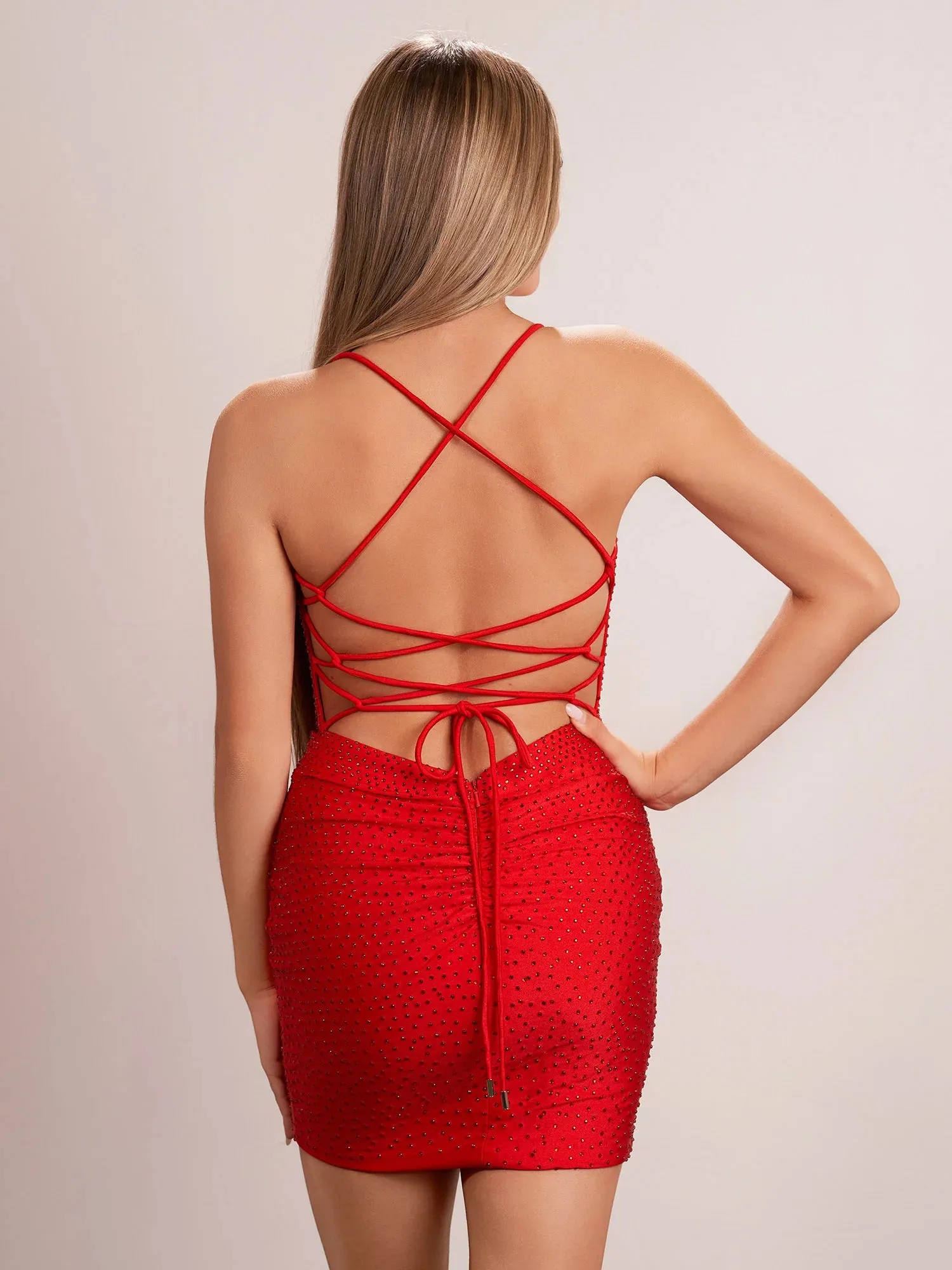 Blythe |Sheath Red Fitted Short Homecoming Dress With Beads