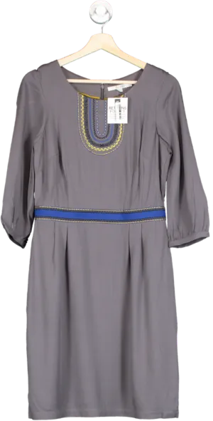 Boden Pewter Carla Embroidered detail Tunic Dress UK 16R