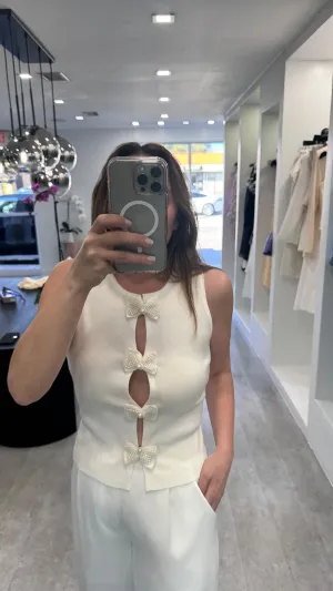 Bow white tank
