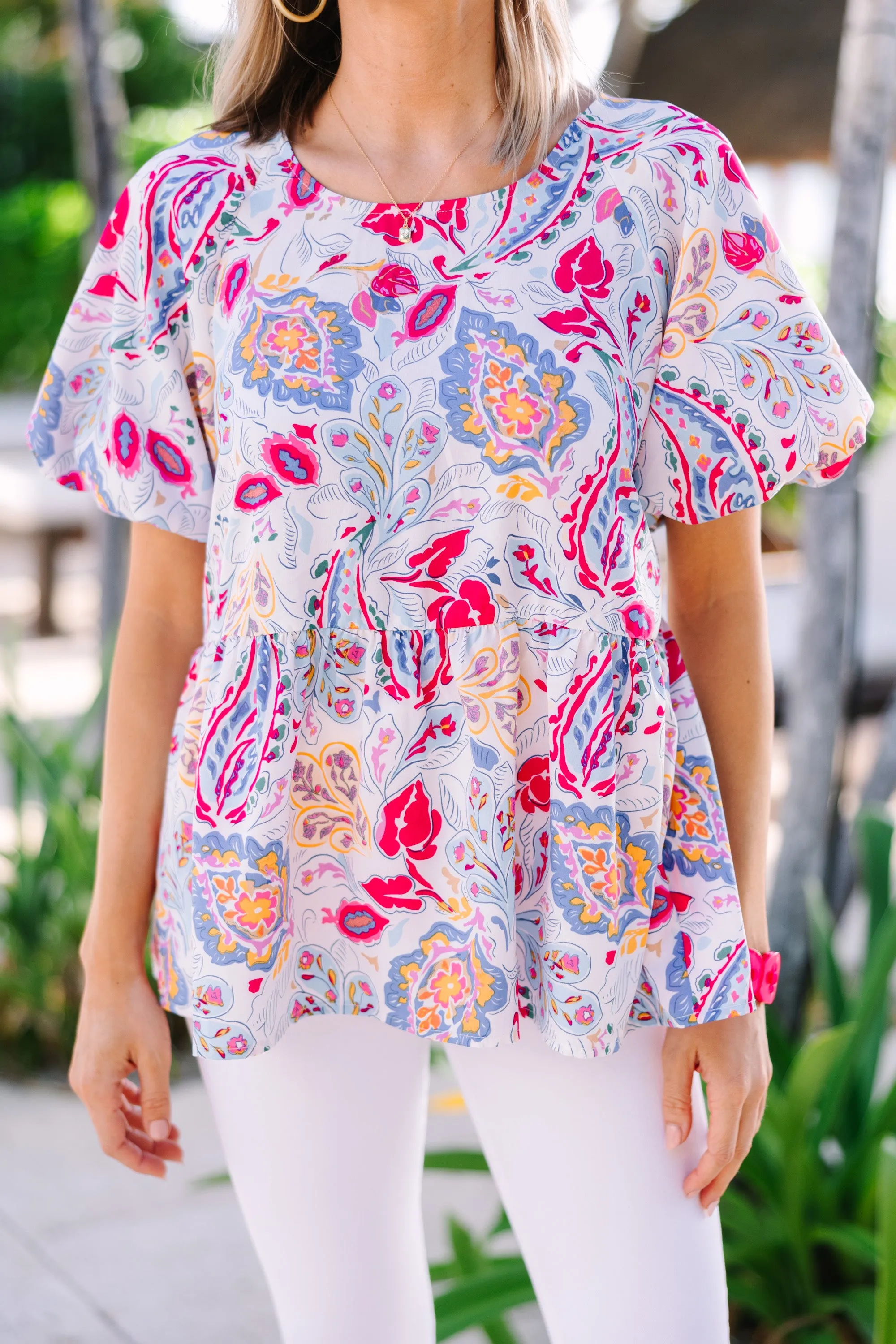 Bring It All Back Denim Blue Paisley Top