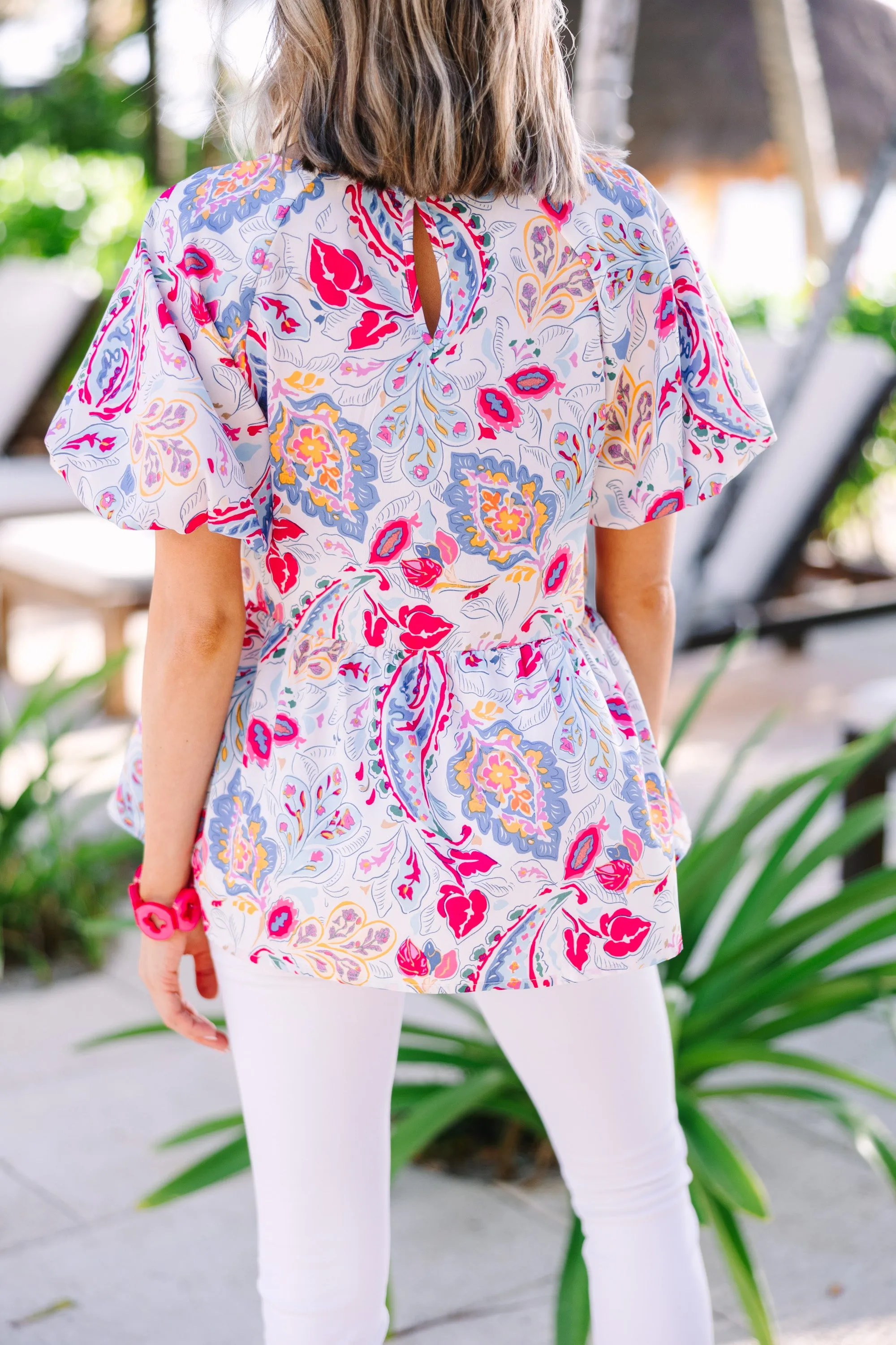 Bring It All Back Denim Blue Paisley Top