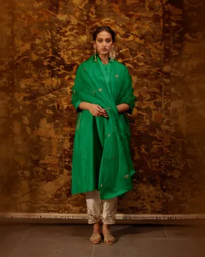 Bulbul green tunic with trousers-2