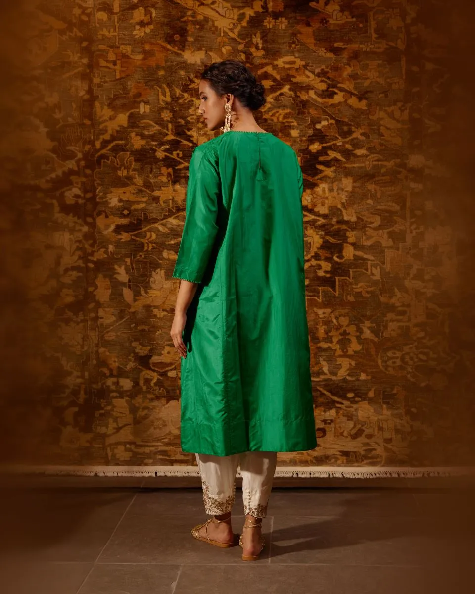 Bulbul green tunic with trousers-2
